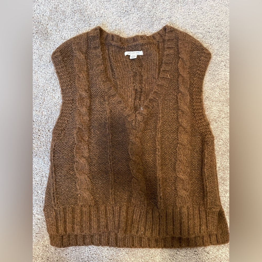 American Eagle Dark Brownn Sweater Vest Sz S